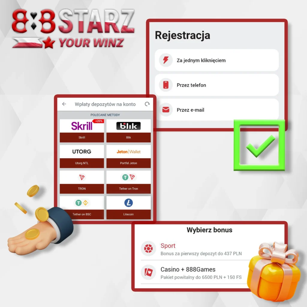 Zarejestruj się w 888starz, wpłać depozyt i odbierz bonus
